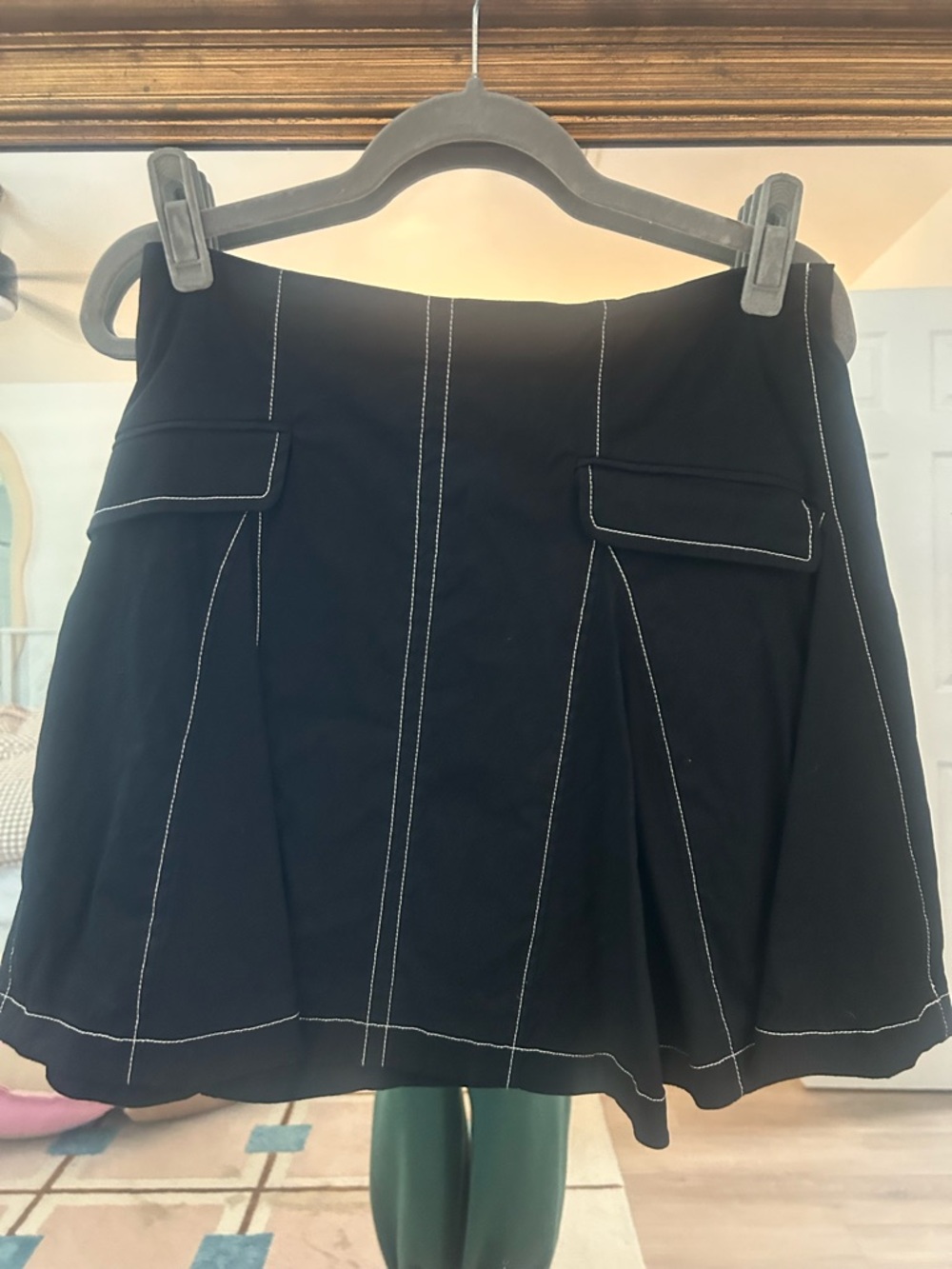 Maeve Black Skirt with White Topstitching